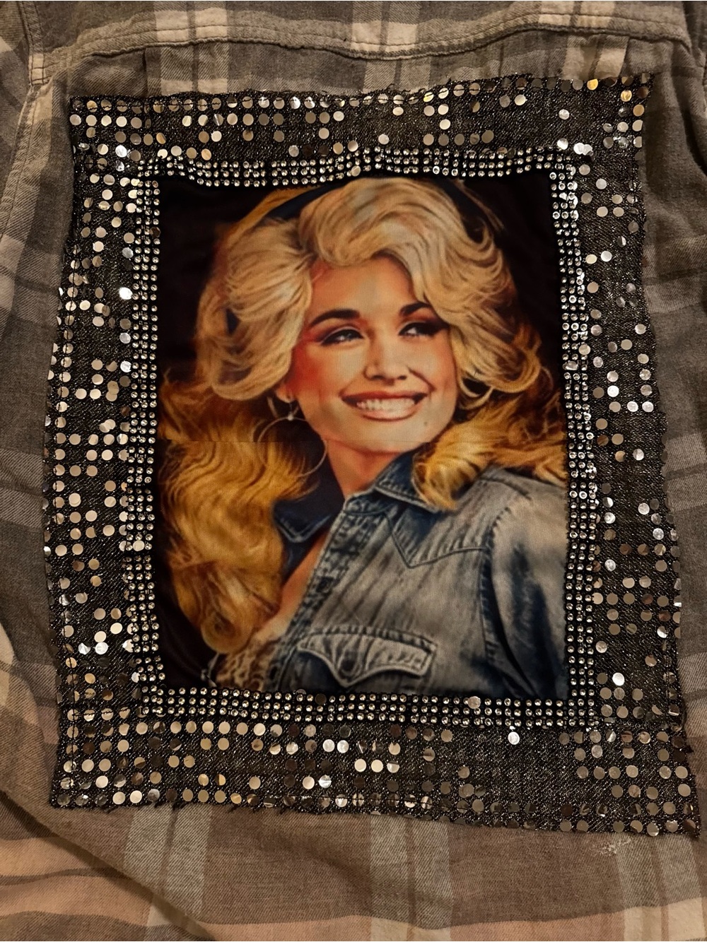 Custom Dolly Parton Sequin Flannel Shirt